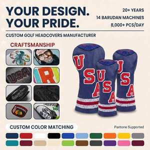 Housse de protection pour tête de club de golf en cuir PU, imperméable, anti-UV, avec logo personnalisé, broderie, OEM, ODM, vente en gros d'usine - Product Image 1