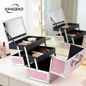 Petite trousse de <span class=keywords><strong>maquillage</strong></span> professionnelle, boîte à cosmétiques avec séparateurs réglables, Kit d'organisation d'artiste de <span class=keywords><strong>maquillage</strong></span> en aluminium avec miroir - Product Image 5