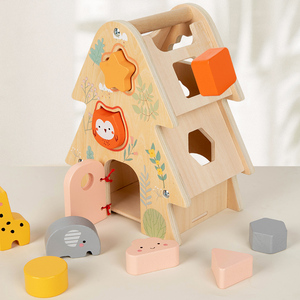 Jouets pour bébés de 1 à 3 ans, jouets éducatifs en bois pour l'<span class=keywords><strong>apprentissage</strong></span> précoce, grande maison d'<span class=keywords><strong>apprentissage</strong></span>, blocs d'animaux, puzzle de formes assorties - Product Image 4