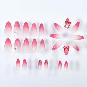 24 <span class=keywords><strong>Uñas</strong></span> Postizas <span class=keywords><strong>Cortas</strong></span> con Degradado Rojo Almendrado, <span class=keywords><strong>Uñas</strong></span> <span class=keywords><strong>de</strong></span> Corazón con Lazo, <span class=keywords><strong>Uñas</strong></span> Postizas <span class=keywords><strong>de</strong></span> Cobertura Completa para Mujeres y Niñas, Regalo para el Día <span class=keywords><strong>de</strong></span> <span class=keywords><strong>San</strong></span> <span class=keywords><strong>Valentín</strong></span> - Product Image 5