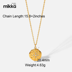 Gioielli in acciaio inossidabile catena placcata oro 18 carati cuore occhi malvagi sole con collana con ciondolo in pietra preziosa per regalo donna - Product Image 4