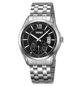 Reloj de Cuarzo para Hombre Skmei 9319, Caja de Aleación, Correa de Acero Inoxidable, Esfera de Cristal, Resistente al Agua 3ATM, Diseño Golden Hour - Product Image 5