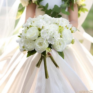 Fleurs artificielles <span class=keywords><strong>de</strong></span> mariage, <span class=keywords><strong>bouquet</strong></span> <span class=keywords><strong>de</strong></span> <span class=keywords><strong>mariée</strong></span> haut <span class=keywords><strong>de</strong></span> gamme, rose, <span class=keywords><strong>pivoine</strong></span>, hortensia pour la cérémonie <span class=keywords><strong>de</strong></span> mariage, la fête, la décoration d'événements - Product Image 1