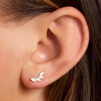 Boucles d'oreilles clous Gemnel en argent sterling 925 plaqué or 18 carats et rhodium, avec zircone cubique, modèle Muses Tiara