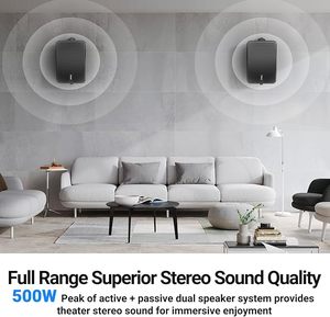 Enceintes Bluetooth d'extérieur Inwa, enceintes murales actives/passives, étanches, son stéréo sans fil intérieur/extérieur avec entrée auxiliaire - Product Image 1