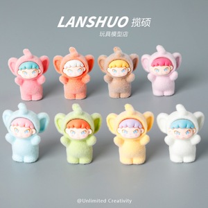 Ensemble de bijoux faits main en résine floquée, figurines d'éléphant abstraites de style dessin animé, décoration d'intérieur, pour studio créatif DIY Rainbow Candy - Product Image 1