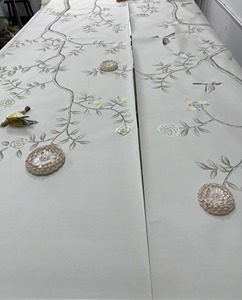 Zhenling lujo Chinoiserie seda <span class=keywords><strong>papel</strong></span> <span class=keywords><strong>pintado</strong></span> a mano 3D flor 3D pájaros <span class=keywords><strong>papel</strong></span> tapiz - Product Image 1