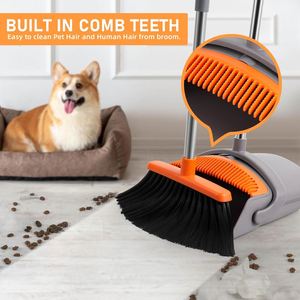 Juego de Escoba y Recogedor Mágico Multifuncional, Palo de Escoba de Acero Inoxidable, Cabezal de PET para Limpieza de Mascotas y Baños - Product Image 5