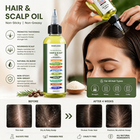 Huile capillaire et cuir chevelu anti-casse et protectrice thermique à base d'eau de riz, romarin, ricin, batana, graines de citrouille, menthe poivrée, huile de Chebe et biotine