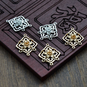 Copper Alloy Flower <b>Charm</b> 19x24mm Gold <b>Silver</b> Plated For Hairpin Earrings DIY Jewelry Accessories - Product Image 3