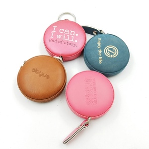 Oneway Wholesale Promotional Measurement Tools <b>Custom</b> Logo Leather Keychain <b>Key</b> <b>Ring</b> Inches Measuring Tape Soft Tape Measure - Product Image 2