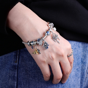 Parure <span class=keywords><strong>de</strong></span> <span class=keywords><strong>Bijoux</strong></span> MULA – Perles, Bagues, Boucles d'Oreilles, Collier et Bracelet Oeil Protecteur en Argent 925, Grande Vente - Product Image 5