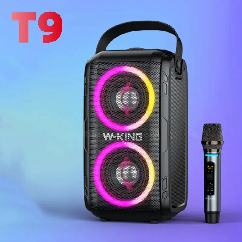 W King T9 สะท้อนพลังงานสูง 80W RGB ไฟที่มีสีสันลําโพงฟันสีฟ้าแบบพกพา Tws สเตอริโอเบส Soundbox