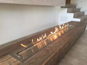 Cheminée électrique intégrée fournie par le fabricant, foyer linéaire intelligent au bioéthanol, brûleur de cheminée, télécommande, écologique - Product Image 4