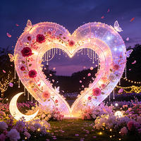 Arche de mariage personnalisée en forme de cœur, grande taille, lanterne LED pour mariage, imperméable, extérieur