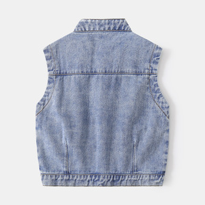 2024 automne garçons élégant Denim gilets à la mode col montant Cardigan <span class=keywords><strong>sans</strong></span> manches <span class=keywords><strong>veste</strong></span> <span class=keywords><strong>en</strong></span> gros pour les enfants et bébés - Product Image 3