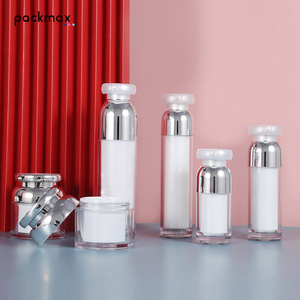 <b>Mirror</b> Plated <b>Acrylic</b> Cylinder Shape Airless Bottle 15-100g Mushroom Pump Cap with PMMA+PP Base for Toner Lotion & Cream - Product Image 2
