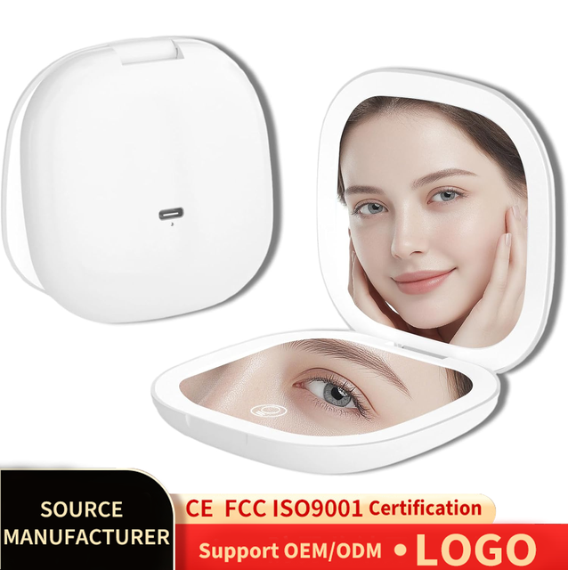 LED Portable Makeup Mirror 3 Color Light Modes Pocket Mirror Girls Christmas Birthday Gift Travel Compact Vanity Mirror