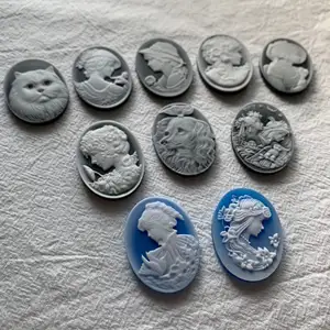 Énorme agate naturelle ovale Antique, 30x40mm, <span class=keywords><strong>bleu</strong></span> noir, fabrication de pendentif <span class=keywords><strong>camée</strong></span> sculpté pour dame élégante - Product Image 1