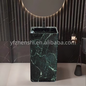 <span class=keywords><strong>Lavabo</strong></span> Rectangular <span class=keywords><strong>de</strong></span> Mármol Verde Personalizado con Pedestal, Resistente al Agua y Fácil <span class=keywords><strong>de</strong></span> Limpiar, para Hoteles Modernos y Villas - Product Image 1