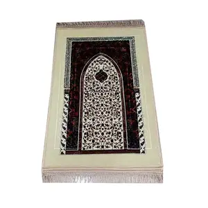 Alfombra de oración antideslizante clásica de nuevo diseño, regalos islámicos, alfombra de oración con flecos de 70*110cm, alfombra plegable de oración musulmana