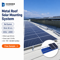 Système de montage de panneaux solaires pour toit métallique, supports photovoltaïques en acier SUS304, angle d'inclinaison réglable pour projets solaires commerciaux
