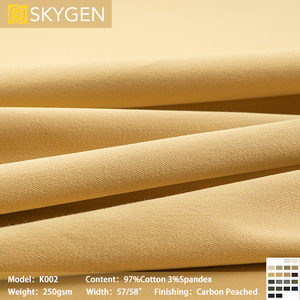 Tela de Sarga de Guangzhou 300gsm, Textil de Puro Algodón Tejido, Color Caqui para Pantalones de Hombre, Tela de Spandex Elástica Gruesa - Product Image 2