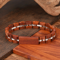 Nouveau design tendance Bracelet jonc unisexe en acier inoxydable et bois d'ébène/bois de santal, idéal pour les occasions décontractées ou sportives, cadeau pour hommes et femmes