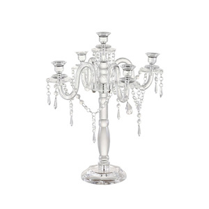 Crystal Acrylic 5 <b>Head</b> Arm Candlestick Table Centerpieces Candelabras Taper Candle Holder Vintage Acrylic Candelabra for Wedding - Product Image 4