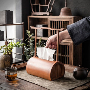 Bamboo Tissue <b>Box</b> Natural Wood Cylinder Design For Home Living Room Decoration Storage Organizer - Product Image 2