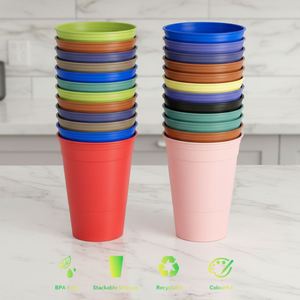 Gobelet de stade sportif en plastique PP rigide écologique sans BPA de 16 oz, ensemble de jeu de Pong, logo personnalisé, pique-niques, barbecues, boissons, bière, rouge - Product Image 2