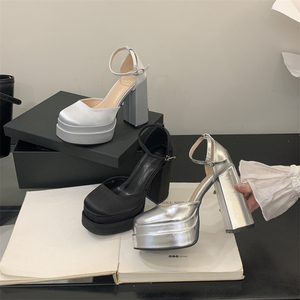 2025 White 12cm High Heels Super Sexy Anti-Slip <b>Platform</b> Mary Jane Peep Toe <b>Sandals</b> Breathable <b>Wedges</b> for Summer Outdoors Party - Product Image 5