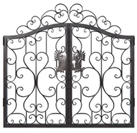 Porte battante extérieure au design minimaliste français, avec gravure ajourée, fonctionnement automatisé, en fer forgé, anti-corrosion, durable et personnalisable