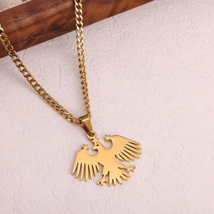 Collier Tendance Carte de la République Syrienne Plaqué Or 18K Acier Inoxydable Pendentif Aigle de <span class=keywords><strong>Saladin</strong></span> Bijou Drapeau de la Syrie Cadeau Souvenir - Product Image 2