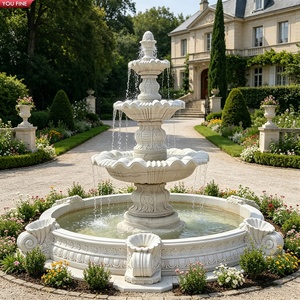 <span class=keywords><strong>Fontaine</strong></span> <span class=keywords><strong>en</strong></span> marbre sculpté à trois niveaux YOUFINE avec bassin à quatre feuilles, centre de jardin classique pour la cour d'hôtel - Product Image 5