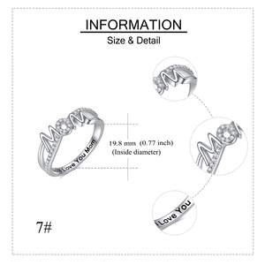 Gioielli <span class=keywords><strong>per</strong></span> <span class=keywords><strong>la</strong></span> <span class=keywords><strong>Festa</strong></span> <span class=keywords><strong>della</strong></span> <span class=keywords><strong>Mamma</strong></span> in Argento Sterling 925 7 #   Anello Personalizzato con Zirconia Cubica <span class=keywords><strong>per</strong></span> Donna, Incisione Personalizzata 'Mom' - Product Image 2