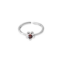 Bague ajustable en argent sterling S925 avec fleur, pour femme, délicate, avec pierre scintillante colorée, empilable, bijoux pour doigt