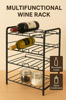 Porte-bouteilles empilable en métal à fonction mixte à 5 niveaux pour la cuisine Rangement anti-dérapant pour le vin Présentoir pour bouteilles de vin