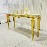 Table de Cocktail de luxe en acier inoxydable doré avec plateau en verre noir