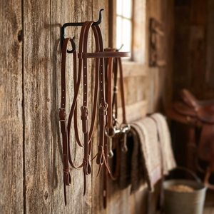 Têtière en cuir Latigo pour cheval, marron - Product Image 2