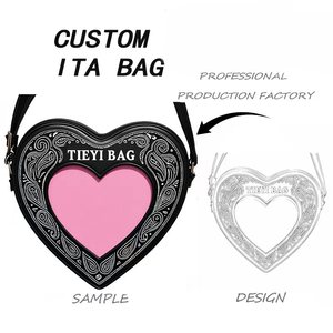 Bolsa Ita personalizada al por mayor con dijes góticos <span class=keywords><strong>de</strong></span> murciélagos, con ventana transparente redonda para exhibición <span class=keywords><strong>de</strong></span> pines, para Cosplay y <span class=keywords><strong>moda</strong></span> <span class=keywords><strong>alternativa</strong></span> - Product Image 2