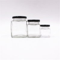 Pot de stockage vide en verre transparent avec cuillère en bois et bouchon en liège stockage polyvalent de bonbons au miel
