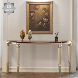 Tavolo di Lusso per Soggiorno, Tavolo da Ingresso in Metallo da Parete, Moderna Consolle in Marmo - Product Image 1