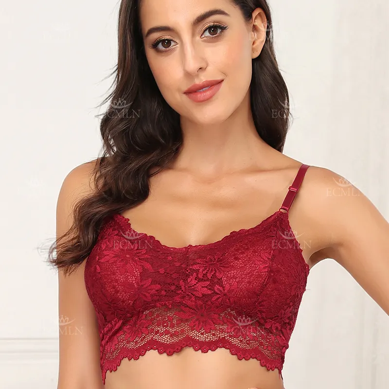 Sous-vêtements de fitness pour femmes Bralette en dentelle florale Crop Top Femmes Soutien-gorge sexy Bralette en dentelle Lingerie sexy Soutien-gorge sans couture rembourré