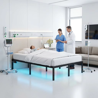Robuster Eisenbettrahmen mit USB-Ladeanschluss und RGB-LED-Beleuchtung, Doppelbett-Design in Kingsize