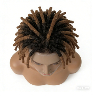 Systèmes capillaires en cheveux humains vierges malaisiens, couleur ombrée bicolore T2/30, 8 pouces, dreadlocks, toupet à nœuds, base en polyuréthane PU 6x9 pour hommes noirs - Product Image 6