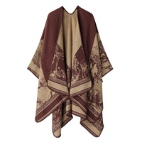 Nouveau Châle Minimaliste Haut de Gamme en Cachemire Épais pour Femme, Écharpe Longue d'Hiver Réversible et Chaude, Motif Feuille Imprimé, Livraison Rapide