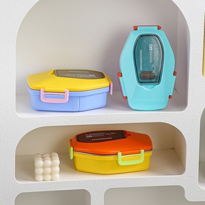 Portable Double Layer Sealed <b>Lunch</b> <b>Box</b> with Leak Proof Design Microwave Safe Kids Food Container with Cutlery Kitchen - Product Image 2