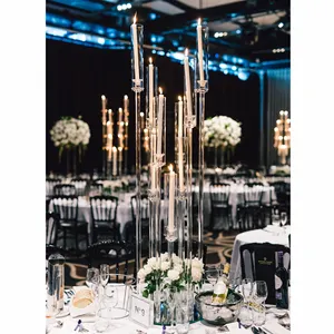 Candelabros de acrílico rectangulares de 10 brazos y 8 brazos, centro de mesa de boda transparente de 5 brazos, candelabros de acrílico