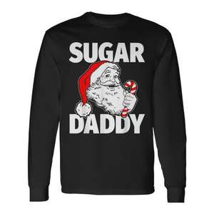 Camiseta de manga larga navideña para adultos con diseño de Sugar Daddy Santa Claus Candy Cane - Product Image 1
